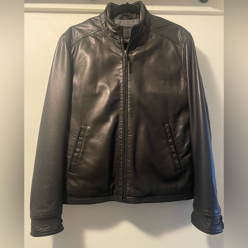 GOLDEN BEAR BUTTERY SOFT LAMBSKIN LEATHER BOMBER JACKET